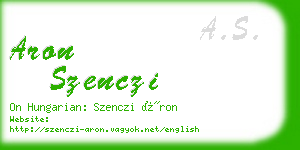 aron szenczi business card